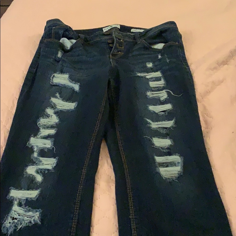 Wide Leg Three Quarter Jeans